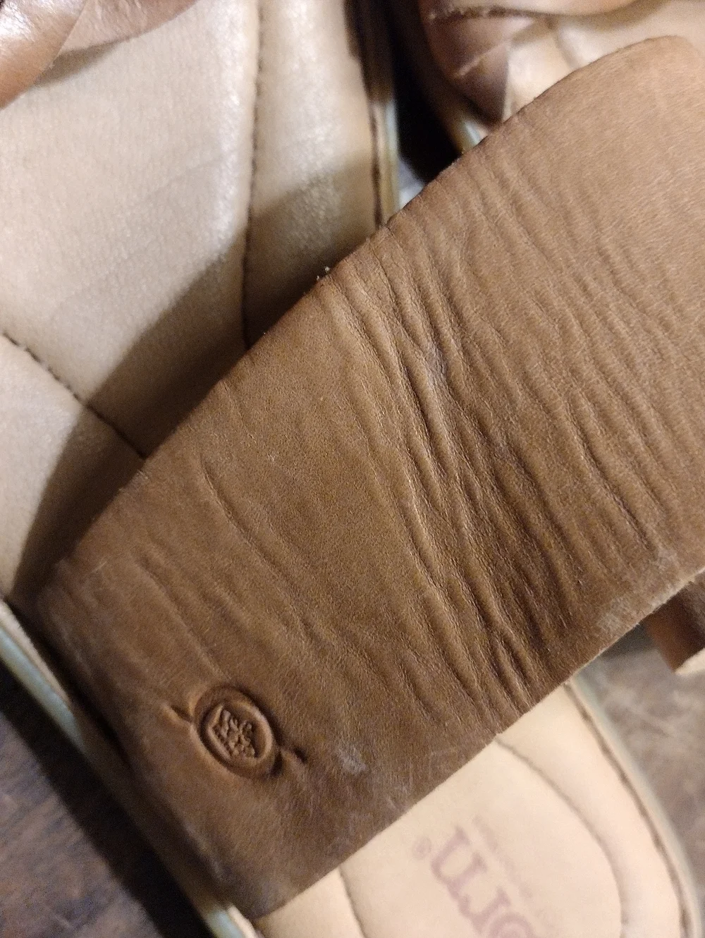Born Tan Leather Cherita Slide Sandals Size 9 - Picture 6 of 7